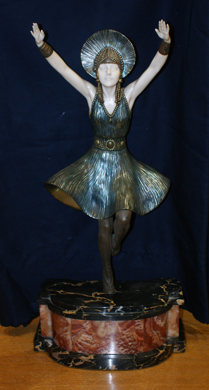 Scultura D.H. Chiparus ballerina Belly Dancer bronzo e avorio