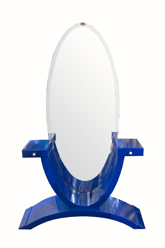 Specchio ovale lacca blu