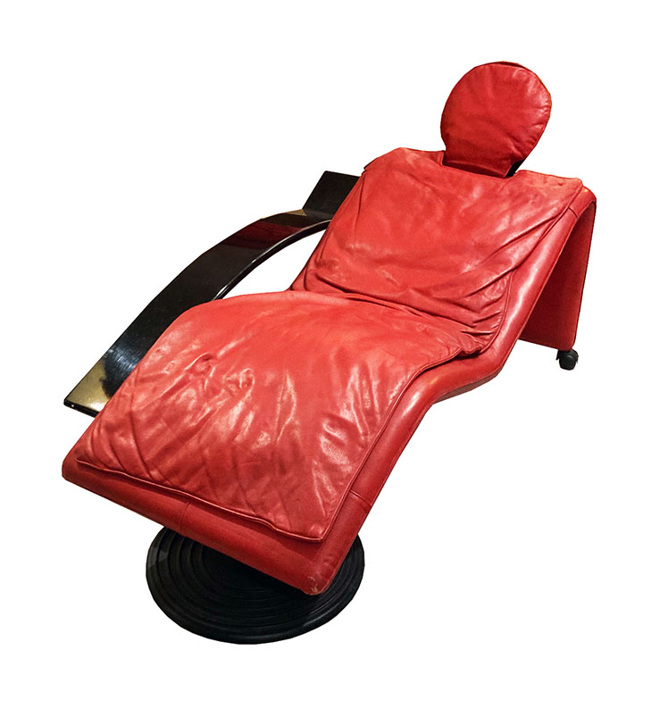 Chaise longue in pelle rossa