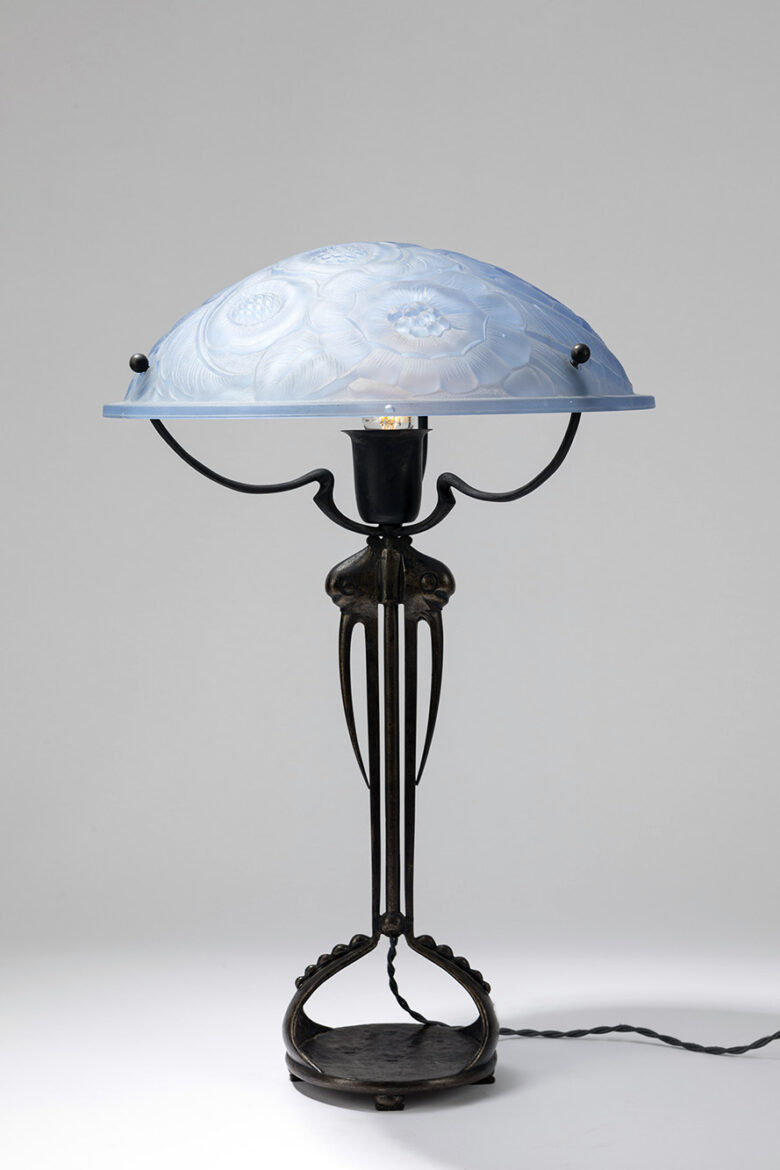 Lampada decò – azzurra floreale